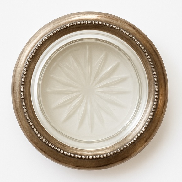 Frank M Whiting Sterling Silver Encased Glass Coaster - Picture 3 of 7